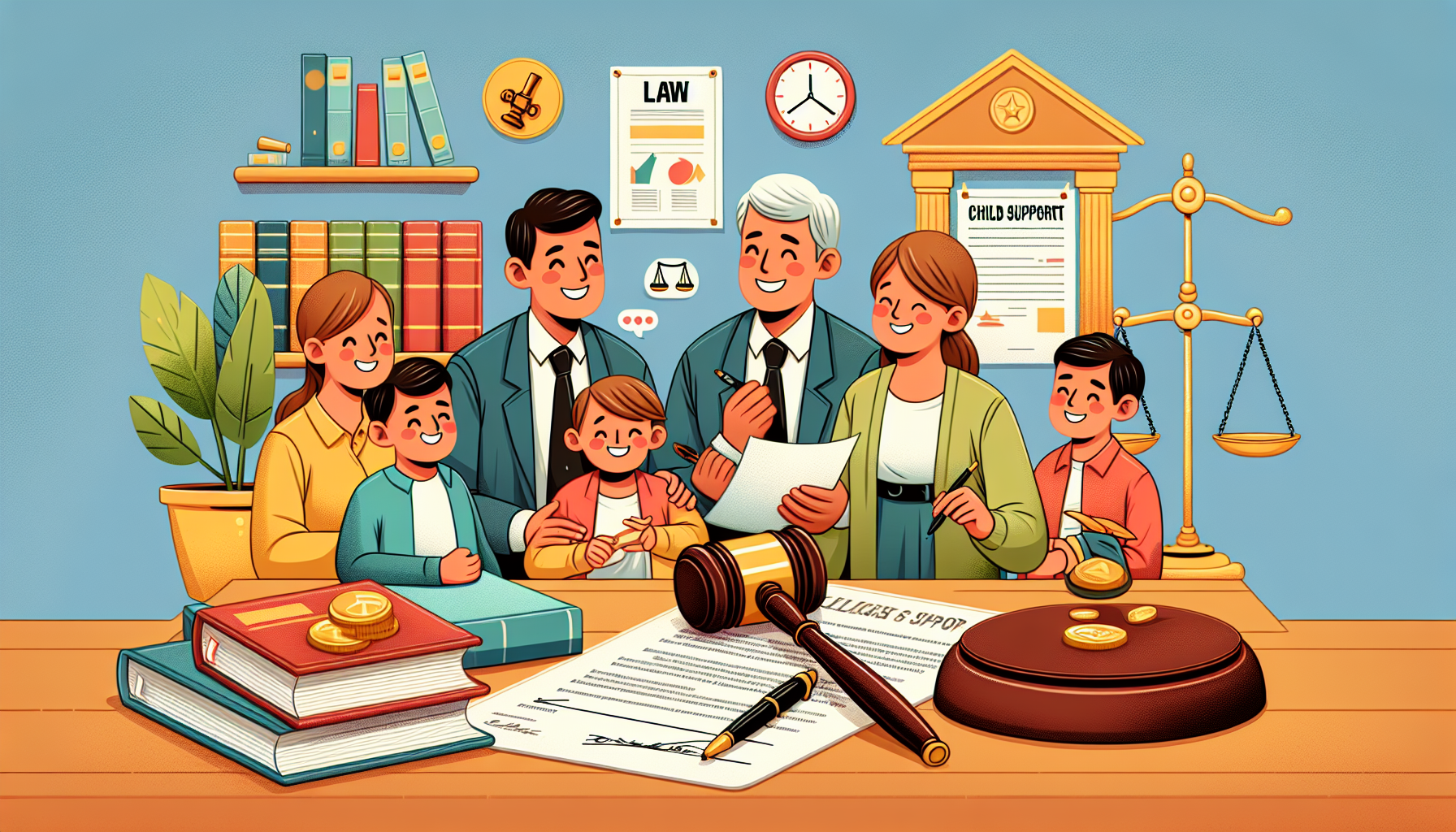 An illustration of legal processes for ending child support in California.