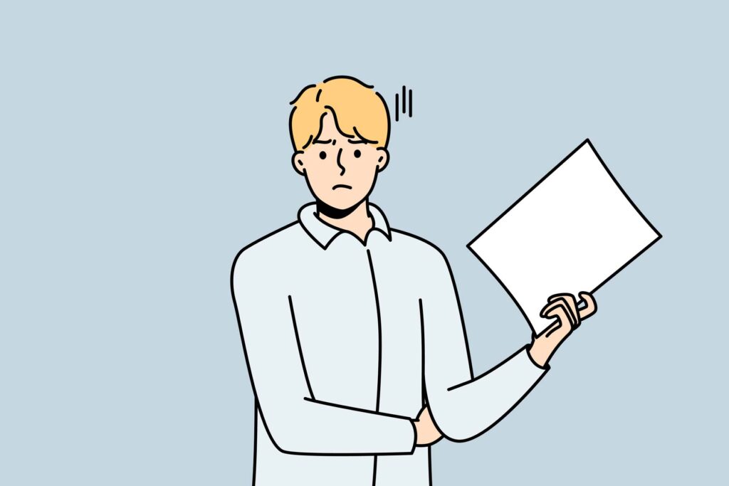 Challenging Paternity cartoon image of man confused by paperwork
